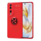 For Honor 90 Metal Ring Holder TPU Phone Case(Red) - 1