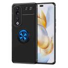 For Honor 90 Pro Metal Ring Holder TPU Phone Case(Black+Blue) - 1