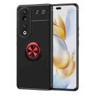 For Honor 90 Pro Metal Ring Holder TPU Phone Case(Black+Red) - 1