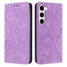 For Samsung Galaxy S23 5G Ethnic Embossed Adsorption Leather Phone Case(Purple) - 1