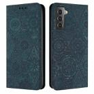 For Samsung Galaxy S22 5G Ethnic Embossed Adsorption Leather Phone Case(Blue) - 1
