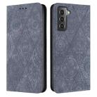 For Samsung Galaxy S22 5G Ethnic Embossed Adsorption Leather Phone Case(Grey) - 1