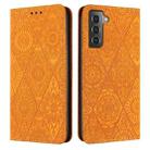 For Samsung Galaxy S22+ 5G Ethnic Embossed Adsorption Leather Phone Case(Yellow) - 1