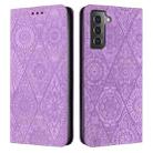 For Samsung Galaxy S22+ 5G Ethnic Embossed Adsorption Leather Phone Case(Purple) - 1