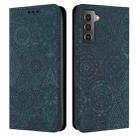 For Samsung Galaxy S22+ 5G Ethnic Embossed Adsorption Leather Phone Case(Blue) - 1