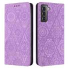 For Samsung Galaxy S21 5G Ethnic Embossed Adsorption Leather Phone Case(Purple) - 1