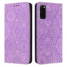 For Samsung Galaxy S20+ Ethnic Embossed Adsorption Leather Phone Case(Purple) - 1