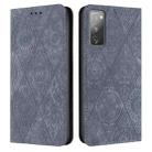 For Samsung Galaxy S20 FE Ethnic Embossed Adsorption Leather Phone Case(Grey) - 1