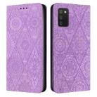 For Samsung Galaxy A02s 166mm Ethnic Embossed Adsorption Leather Phone Case(Purple) - 1