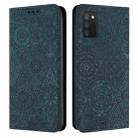 For Samsung Galaxy A03s 166mm Ethnic Embossed Adsorption Leather Phone Case(Blue) - 1