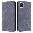 For Samsung Galaxy A12 5G Ethnic Embossed Adsorption Leather Phone Case(Grey) - 1