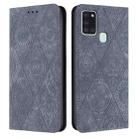 For Samsung Galaxy A21s Ethnic Embossed Adsorption Leather Phone Case(Grey) - 1