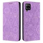 For Samsung Galaxy A22 4G Ethnic Embossed Adsorption Leather Phone Case(Purple) - 1