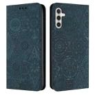 For Samsung Galaxy A34 Ethnic Embossed Adsorption Leather Phone Case(Blue) - 1