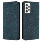 For Samsung Galaxy A52 4G/5G Ethnic Embossed Adsorption Leather Phone Case(Blue) - 1