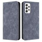 For Samsung Galaxy A52 4G/5G Ethnic Embossed Adsorption Leather Phone Case(Grey) - 1