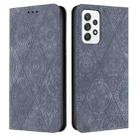 For Samsung Galaxy A73 5G Ethnic Embossed Adsorption Leather Phone Case(Grey) - 1