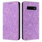 For Samsung Galaxy S10 Ethnic Embossed Adsorption Leather Phone Case(Purple) - 1