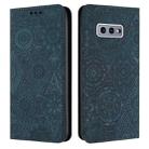 For Samsung Galaxy S10e Ethnic Embossed Adsorption Leather Phone Case(Blue) - 1