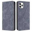 For iPhone 12 / 12 Pro Ethnic Embossed Adsorption Leather Phone Case(Grey) - 1