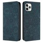 For iPhone 12 Pro Max Ethnic Embossed Adsorption Leather Phone Case(Blue) - 1