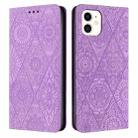 For iPhone 11 Ethnic Embossed Adsorption Leather Phone Case(Purple) - 1