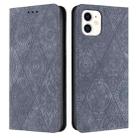 For iPhone 11 Ethnic Embossed Adsorption Leather Phone Case(Grey) - 1