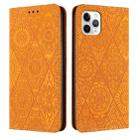 For iPhone 11 Pro Max Ethnic Embossed Adsorption Leather Phone Case(Yellow) - 1