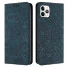 For iPhone 11 Pro Max Ethnic Embossed Adsorption Leather Phone Case(Blue) - 1