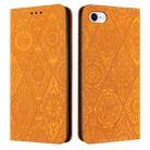 For iPhone SE 2022 / 7 / 8 Ethnic Embossed Adsorption Leather Phone Case(Yellow) - 1