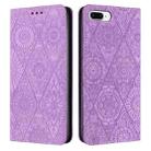 For iPhone 7 Plus / 8 Plus Ethnic Embossed Adsorption Leather Phone Case(Purple) - 1