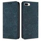 For iPhone 7 Plus / 8 Plus Ethnic Embossed Adsorption Leather Phone Case(Blue) - 1