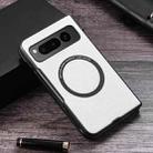 For Google Pixel Fold Cloth Texture PU MagSafe Magnetic Phone Case(White) - 1