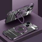 For iPhone 14 Electroplating MagSafe Magnetic PC Phone Case with Ring Holder(Purple) - 1