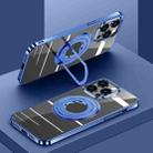 For iPhone 14 Pro Electroplating MagSafe Magnetic PC Phone Case with Ring Holder(Blue) - 1