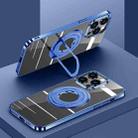 For iPhone 14 Pro Max Electroplating MagSafe Magnetic PC Phone Case with Ring Holder(Blue) - 1