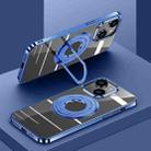 For iPhone 13 Electroplating MagSafe Magnetic PC Phone Case with Ring Holder(Blue) - 1