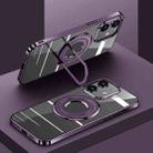 For iPhone 12 Electroplating MagSafe Magnetic PC Phone Case with Ring Holder(Purple) - 1
