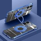 For iPhone 12 Electroplating MagSafe Magnetic PC Phone Case with Ring Holder(Blue) - 1