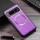 For Google Pixel Fold Cross Texture PU MagSafe Magnetic Phone Case(Purple) - 1