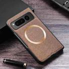 For Google Pixel Fold Cross Texture PU MagSafe Magnetic Phone Case(Brown) - 1
