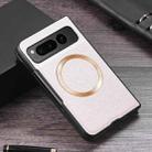 For Google Pixel Fold Cross Texture PU MagSafe Magnetic Phone Case(White) - 1