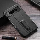 For Google Pixel Fold PC + Leather Texture Protective Phone Case with Metal Holder(Black) - 1