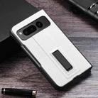 For Google Pixel Fold PC + Leather Texture Protective Phone Case with Metal Holder(White) - 1