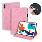 For Huawei MatePad 10.4 Calf Pattern Double Folding Design Embossed Leather Case with Holder & Card Slots & Pen Slot & Elastic Band(Pink) - 1