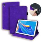 For Huawei MediaPad M6 10.8 Calf Pattern Double Folding Design Embossed Leather Case with Holder & Card Slots & Pen Slot & Elastic Band(Purple) - 1