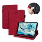 For Lenovo Tab M8 TB-8505F 8505X 8.0  Calf Pattern Double Folding Design Embossed Leather Case with Holder & Card Slots & Pen Slot & Elastic Band(Red) - 1