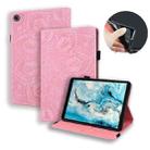 For Lenovo Tab M8 TB-8505F 8505X 8.0  Calf Pattern Double Folding Design Embossed Leather Case with Holder & Card Slots & Pen Slot & Elastic Band(Pink) - 1