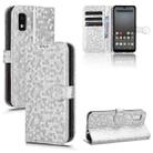 For Sharp Aquos Wish 3 Honeycomb Dot Texture Leather Phone Case(Silver) - 1