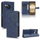 For Sharp Aquos R8 Honeycomb Dot Texture Leather Phone Case(Blue) - 1